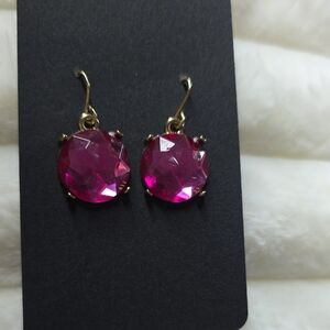 Source Unknown Gold-Tone Earrings with Hot Pink Crystals